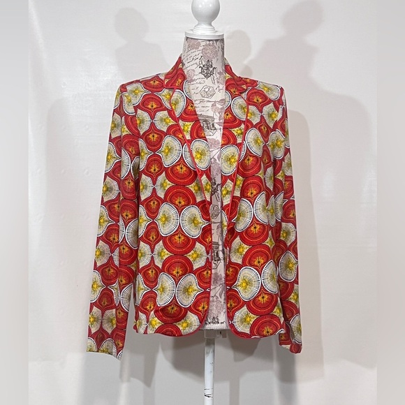 RUE DES ABSSESSES-PARIS Red and gold print blazer size‎ M. - Picture 3 of 12